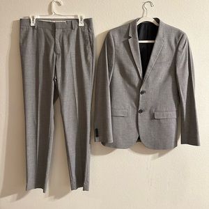 Mens Striped Gray H&M Slim Fit Suit 36R